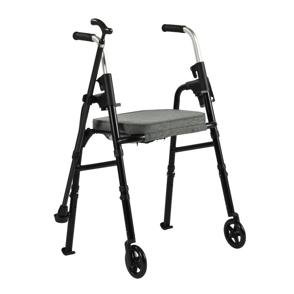 Triumph Essentials Walker with Seat - Folding Lightweight Walker - Side Profile