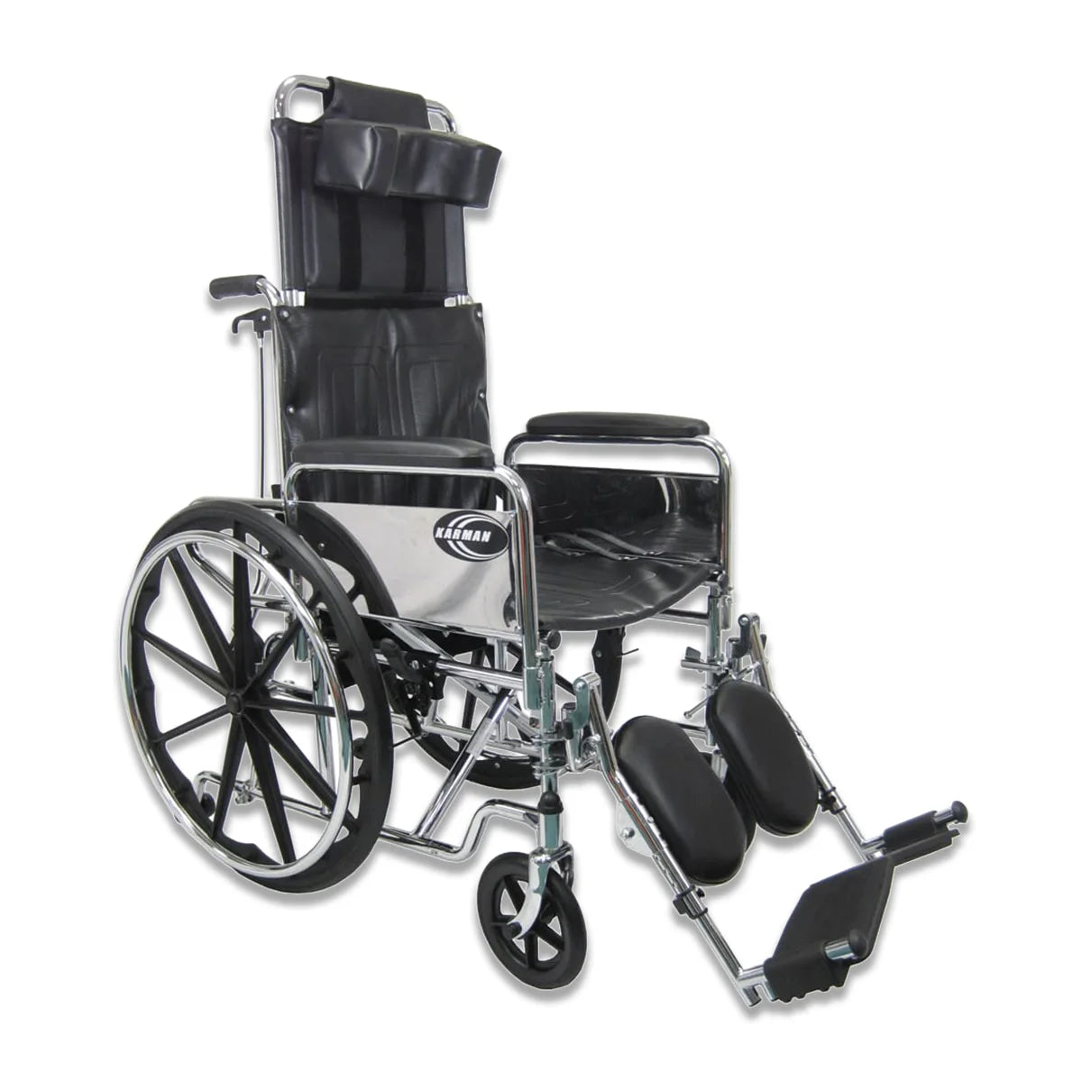 KN-880 Reclining Wheelchair - 18" Seat, Removable Armrest, Elevating Legrest - Front View