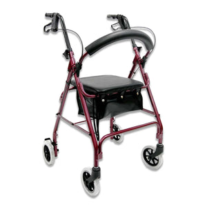 R-4608 Lightweight Rollator Walker - 8" Casters, Padded Seat & Backrest - Side Profile
