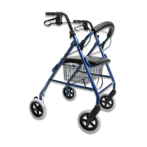 R-4608 Lightweight Rollator Walker - 8" Casters, Padded Seat & Backrest - Folded for Storage