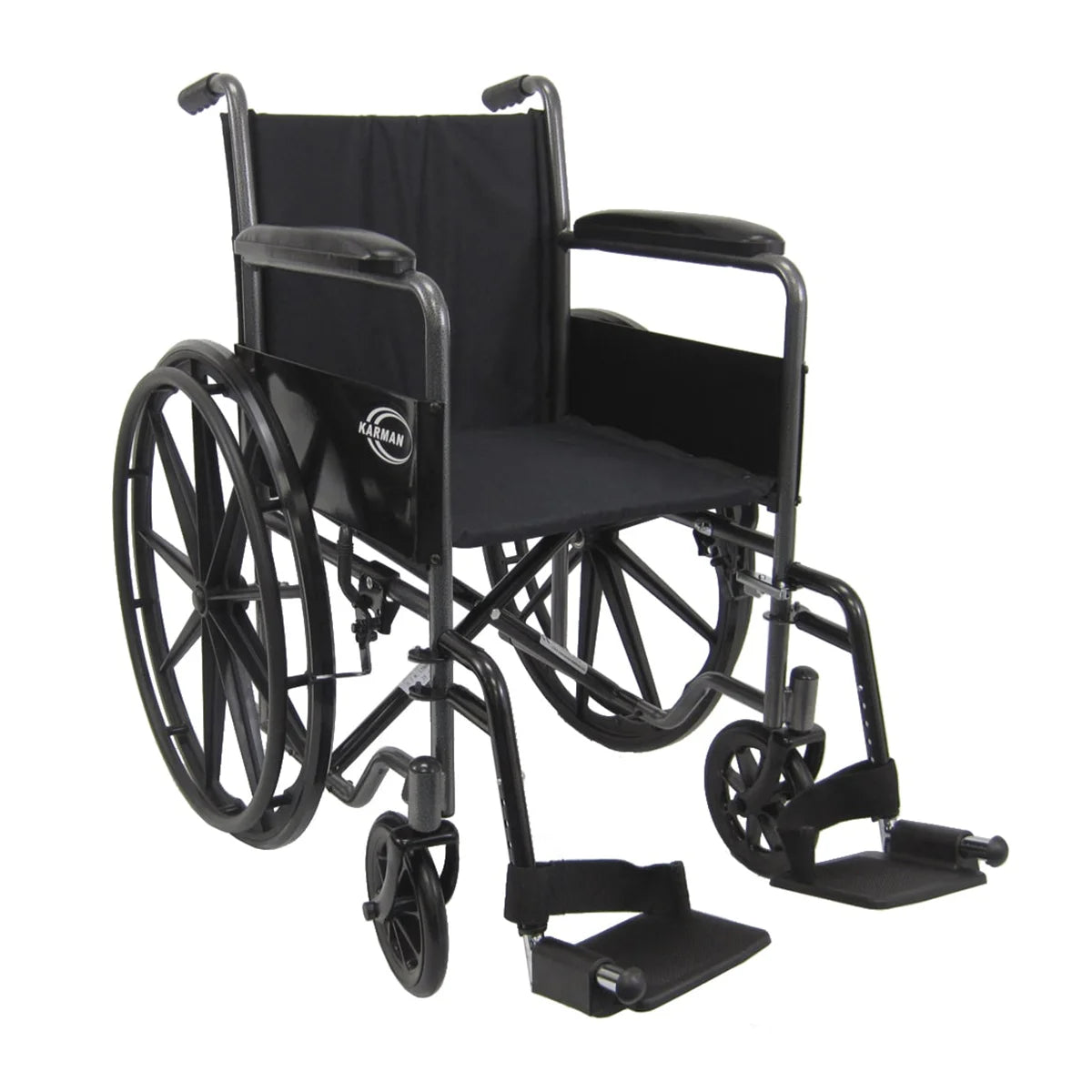 LT-800T Lightweight Steel Wheelchair - 18" Seat, 34 lbs, Fixed Armrest - Front View