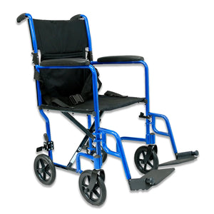 LT-2017 Lightweight Transport Chair - 19 lbs, 17" Seat, Removable Footrest - Folded for Transport