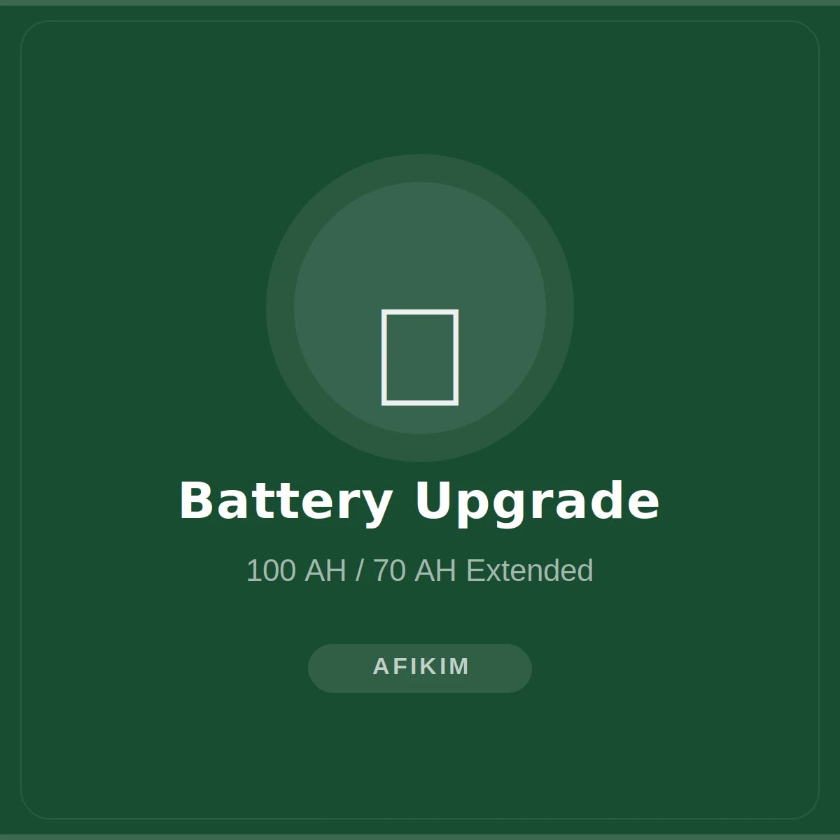 AFIKIM C Model 70AH Extended Battery Upgrade - Front View
