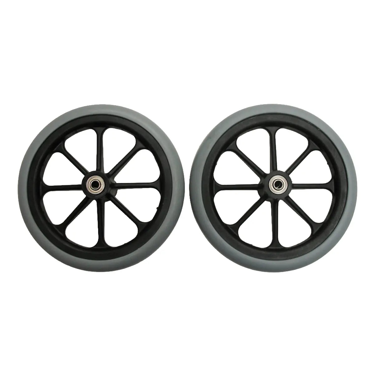 8"x1" Front Caster in Black with 5/16" Bearing - Front View