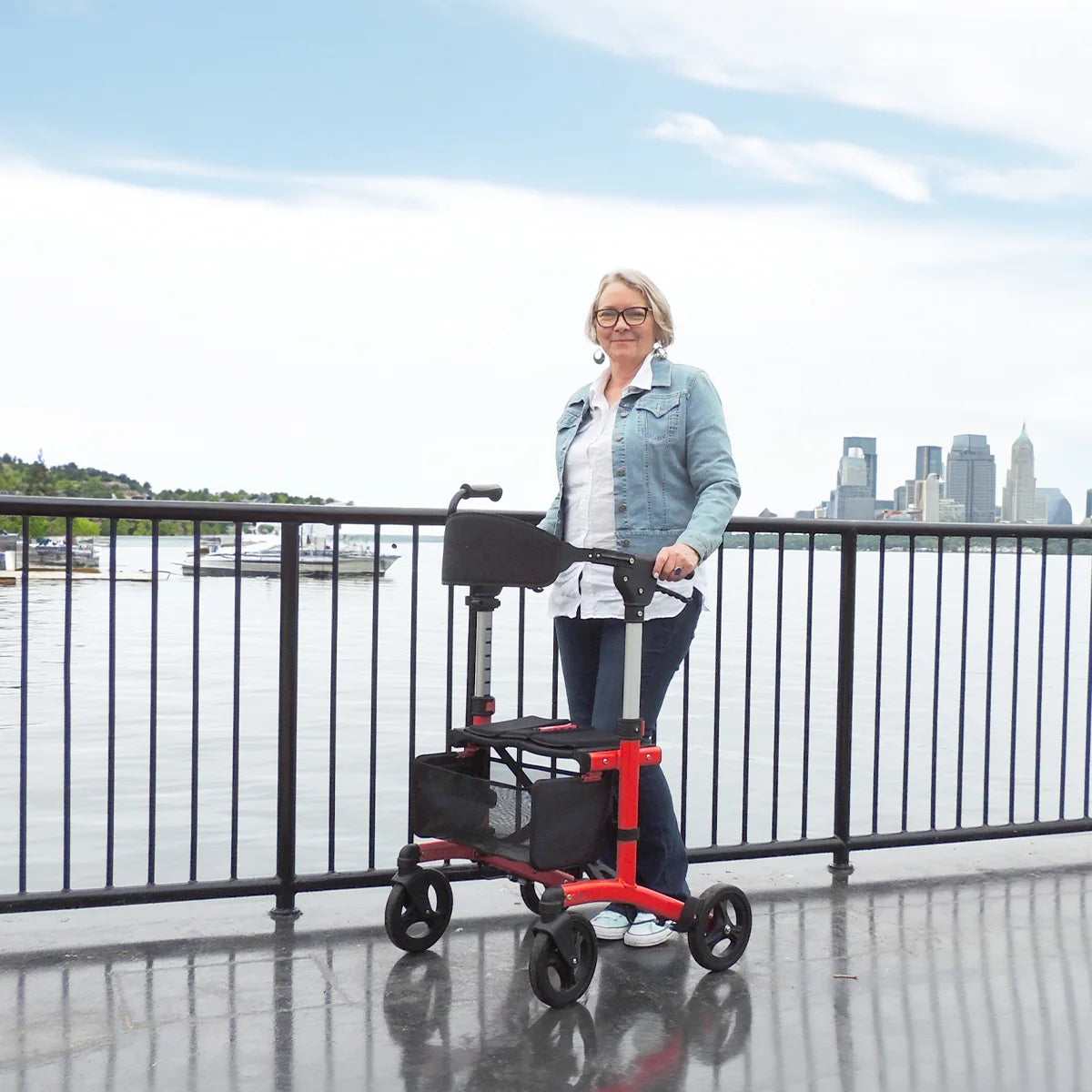 Triumph Escape Rollator - Adjustable Seat Height, ISO Certified - Storage Basket Detail
