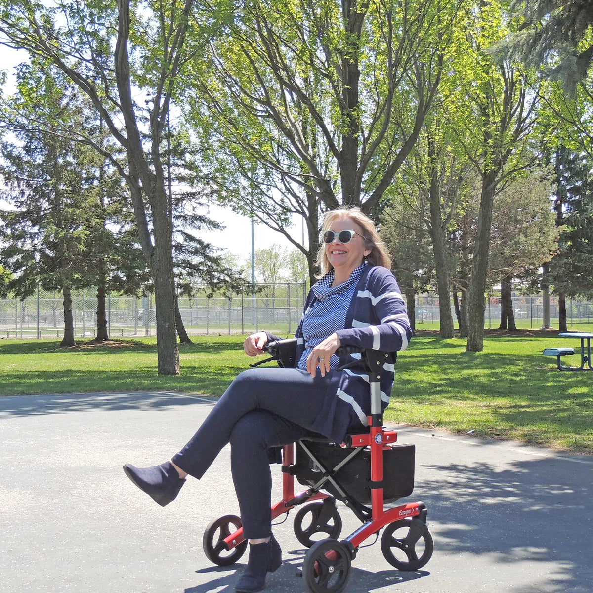 Triumph Escape Rollator - Adjustable Seat Height, ISO Certified - Lifestyle View