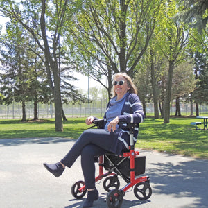 Triumph Escape Rollator - Adjustable Seat Height, ISO Certified - Lifestyle View