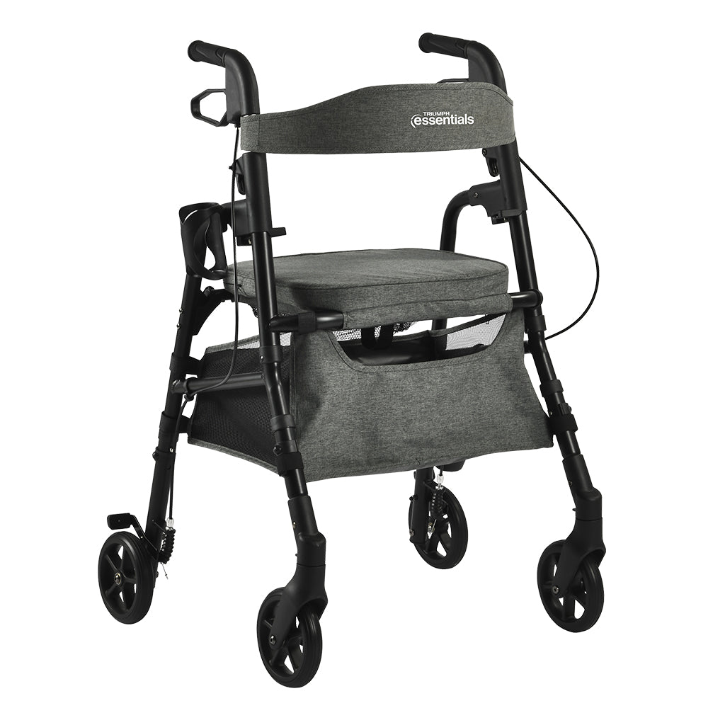 Triumph Essentials Rollator with Basket - 4-Wheel Folding Walker - Front View