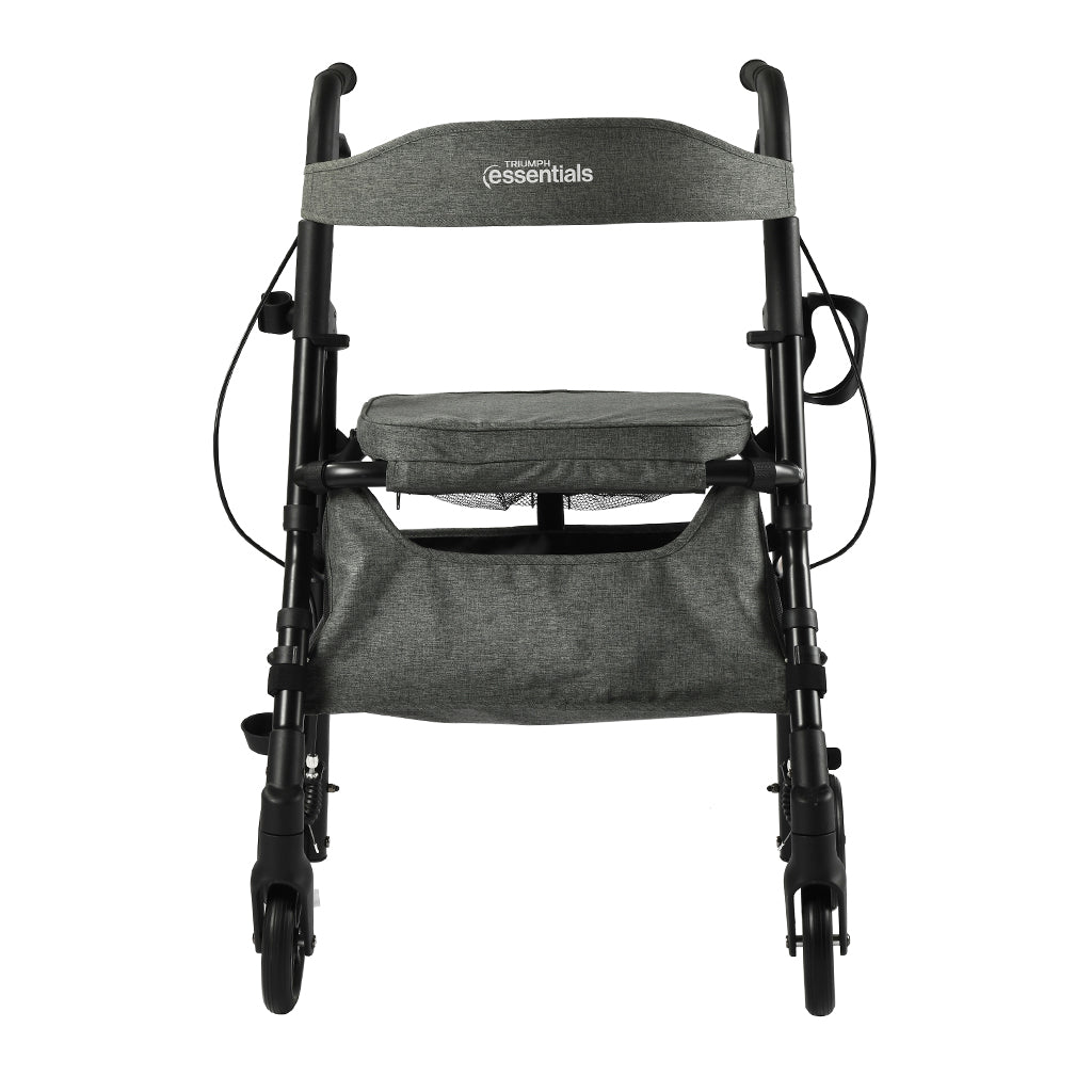 Triumph Essentials Rollator with Basket - 4-Wheel Folding Walker - Side Profile