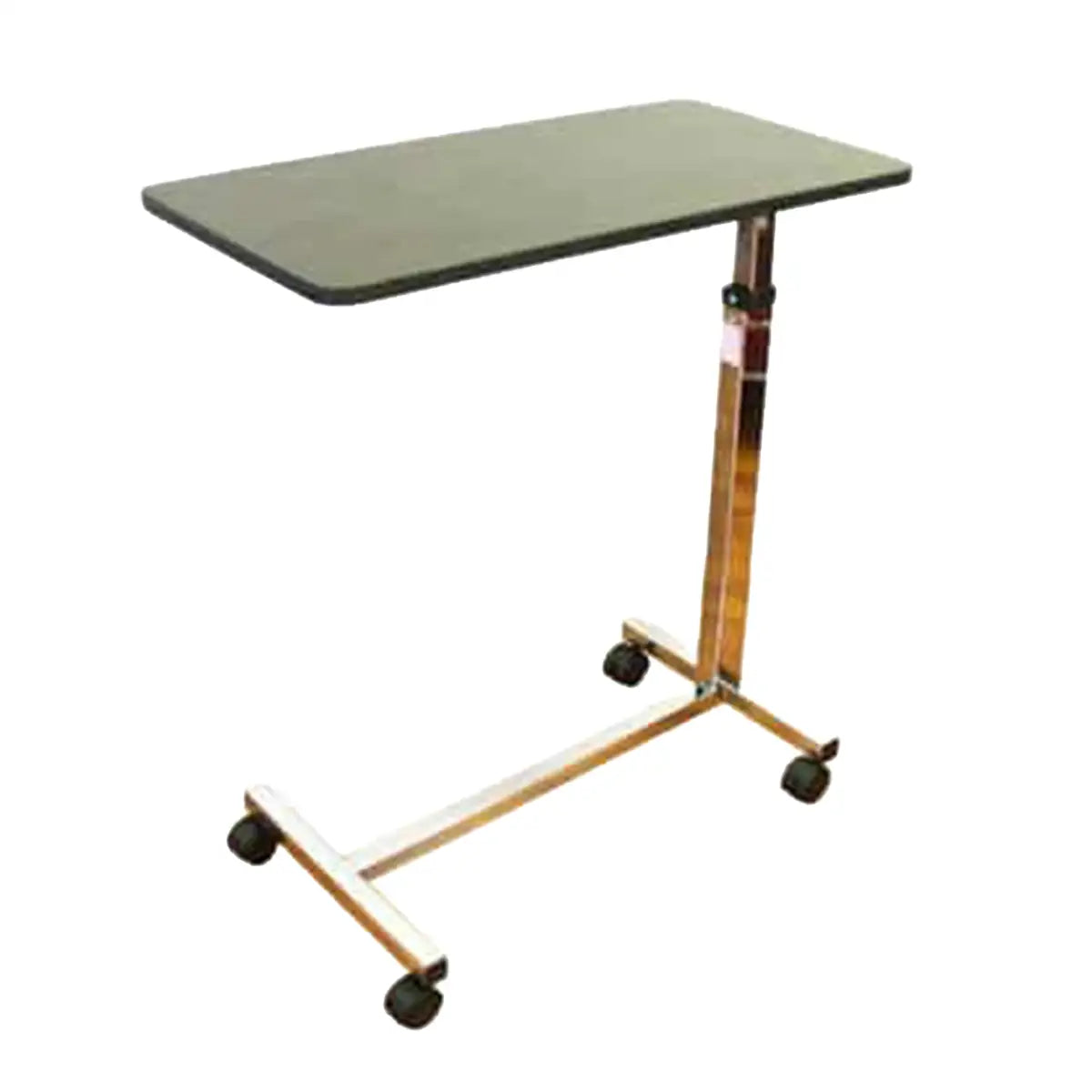 Overbed Table with Wood Finish - Height Adjustable Bedside Tray - Front View