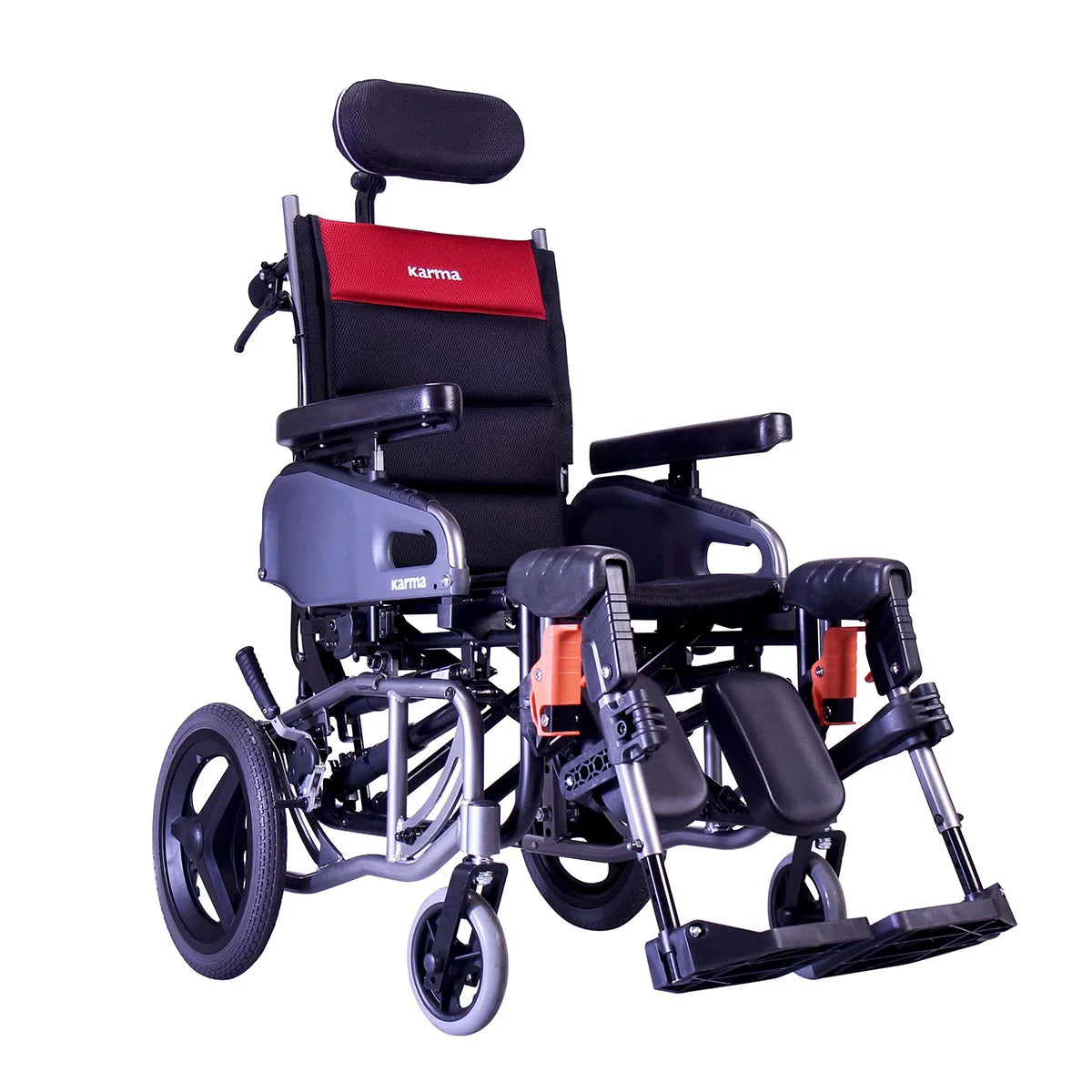 VIP2 Tilt-in-Space Reclining Transport Wheelchair - 16" Seat - Front View