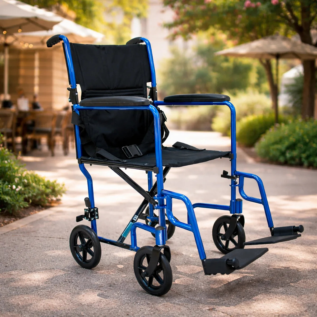 LT-2017 Lightweight Transport Chair - 19 lbs, 17" Seat, Removable Footrest - Wheel and Axle Detail